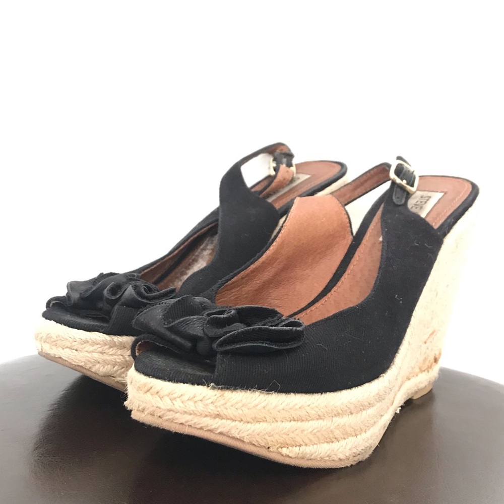 STEVE MADDEN | Black Slingback Wedges | 0140